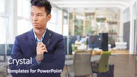  Presentation with manager thinking - Slides having asian man as manager with responsability thinking about decision background and a tawny brown colored foreground