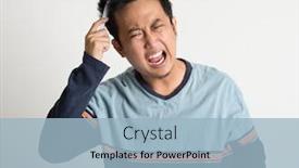  Presentation with hair - Presentation theme with asian-man-combing-his-tangled background and a light blue colored foreground