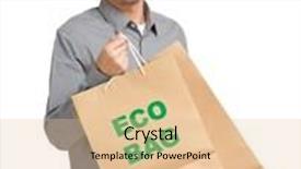 Presentation with eco bag - Slide deck with asian man hold with shopping bag and showing eco bag background and a lemonade colored foreground