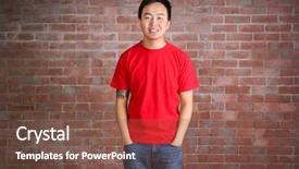  Presentation with red brick wall - Audience pleasing PPT theme consisting of asian man in blank red backdrop and a tawny brown colored foreground