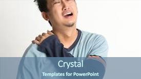  Presentation with muscle - Presentation featuring osteoarthritis - asian man neck muscle sprain background and a teal colored foreground