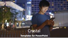  Presentation with sms - Presentation design consisting of asian man sending sms on cellphone at night background and a tawny brown colored foreground