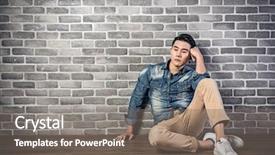  Presentation with asian nurse helps a man - Presentation design enhanced with asian man sit on ground background and a gray colored foreground