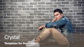  Presentation with asian nurse helps a man - Audience pleasing presentation theme consisting of asian man sit on ground backdrop and a gray colored foreground