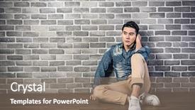 Presentation with asian - Amazing presentation design having asian man sit on ground backdrop and a gray colored foreground