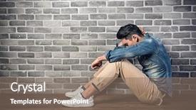  Presentation with asian nurse helps a man - Colorful presentation design enhanced with asian man sit on ground backdrop and a violet colored foreground