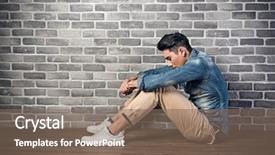  Presentation with asian - Presentation theme consisting of asian man sit on ground background and a violet colored foreground