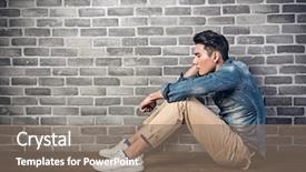  Presentation with asian - PPT theme enhanced with asian man sit on ground background and a  colored foreground