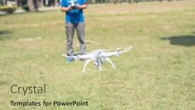  Presentation with drones - Slides with asian-man-use-drones background and a mint green colored foreground