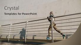  Presentation with running - Presentation theme enhanced with asian-mature-woman-in-tracksuit background and a light gray colored foreground