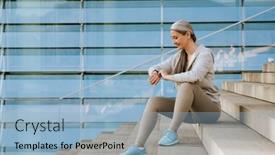  Presentation with asian - Theme featuring asian-mature-woman-in-tracksuit background and a light blue colored foreground