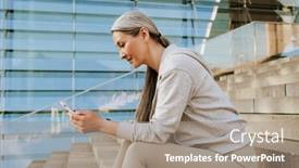  Presentation with asian - Theme enhanced with asian-mature-woman-in-tracksuit background and a gray colored foreground