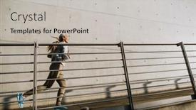  Presentation with running - Presentation design having asian-mature-woman-in-tracksuit background and a light gray colored foreground