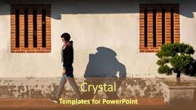  Presentation with chinese-traditional - Slide deck featuring asian-mature-woman-walk background and a tawny brown colored foreground