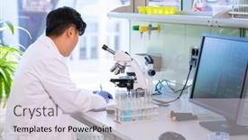  Presentation with pharmaceutical science - Presentation theme having asian-medical-doctor-working background and a light gray colored foreground