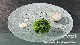  Presentation with algae - Colorful presentation enhanced with asian menu salad with algae backdrop and a gray colored foreground