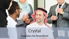  Presentation with business culture - PPT layouts having asian mixed culture - arabic people having a business background and a light blue colored foreground