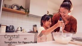  Presentation with messy - Cool new theme with asian-mother-and-daughter-making backdrop and a coral colored foreground