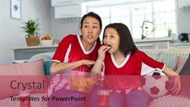  Presentation with supporting - Presentation theme consisting of asian-mother-and-daughter background and a red colored foreground