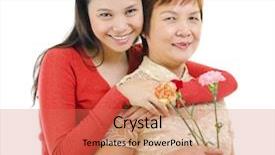  Presentation with mother baby asian breastfeeding - Slides with asian mother holding carnation flower background and a  colored foreground