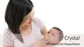  Presentation with crying baby - Cool new PPT layouts with asian mother trying to calm backdrop and a lemonade colored foreground