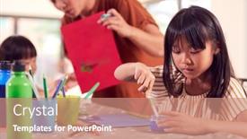  Presentation with craft - Presentation theme featuring asian-mother-with-children-having background and a coral colored foreground