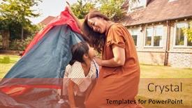  Presentation with home garden - Amazing presentation design having asian-mother-with-daughter backdrop and a red colored foreground