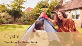  Presentation with home garden - Presentation theme consisting of asian-mother-with-daughter background and a yellow colored foreground