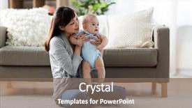  Presentation with happy baby - Colorful PPT theme enhanced with asian mother with little baby backdrop and a violet colored foreground