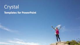  Presentation with stretch - PPT theme with asian-mountain-climbing-woman-stretch background and a teal colored foreground