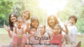  Presentation with generations - Colorful presentation theme enhanced with asian multi generations family backdrop and a coral colored foreground