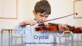  Presentation with technology and career day and elementary school - Presentation theme having asian music - cute pupil playing violin background and a sky blue colored foreground