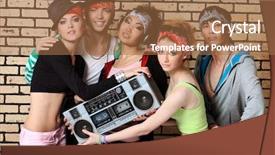  Presentation with brick wall - Audience pleasing theme consisting of asian music - group of trendy teenagers posing backdrop and a coral colored foreground