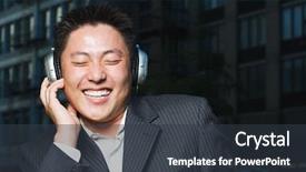  Presentation with asian music - Cool new PPT layouts with asian music - man listening to headphones backdrop and a tawny brown colored foreground