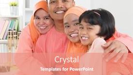  Presentation with muslim family - Beautiful theme featuring asian-muslim-malay-family backdrop and a coral colored foreground