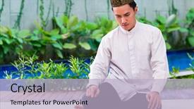  Presentation with carpet - Cool new presentation with asian muslim man praying backdrop and a light blue colored foreground