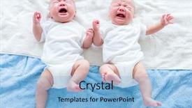  Presentation with new born - PPT theme featuring asian new born twins crying background and a light blue colored foreground