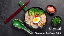  Presentation with asian noodle soup - Slide set with asian-noodle-ramen-soup background and a dark gray colored foreground