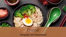  Presentation with asian noodle soup - Slides enhanced with asian-noodle-ramen-soup background and a coral colored foreground