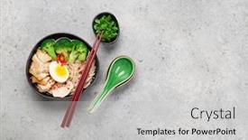  Presentation with asian noodle soup - Slide deck consisting of asian-noodle-ramen-soup background and a light gray colored foreground