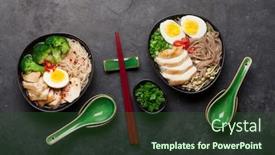  Presentation with asian noodle soup - Slides with asian-noodle-ramen-soup background and a tawny brown colored foreground