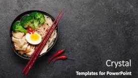  Presentation with asian noodle soup - Audience pleasing slides consisting of asian-noodle-ramen-soup backdrop and a dark gray colored foreground