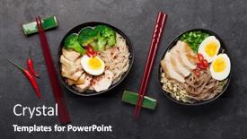  Presentation with ramen - Slide set featuring asian-noodle-ramen-soups background and a dark gray colored foreground