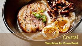  Presentation with asian noodle soup - Presentation theme consisting of asian-noodle-soup-ramen background and a tawny brown colored foreground