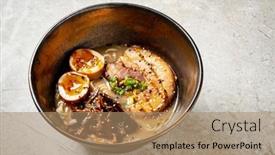  Presentation with asian noodle soup - Slides consisting of asian-noodle-soup-ramen background and a coral colored foreground