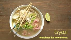  Presentation with lime - PPT theme with asian-noodle-soup-with-beef background and a tawny brown colored foreground