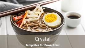  Presentation with asian noodle soup - Presentation design featuring asian-noodle-soup-with-soba background and a gray colored foreground