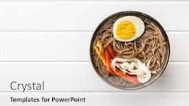  Presentation with asian noodle soup - PPT theme featuring asian-noodle-soup-with-soba background and a light gray colored foreground