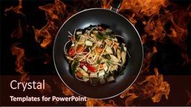  Presentation with noodles - Cool new PPT theme with asian-noodles-in-wok-pan backdrop and a wine colored foreground