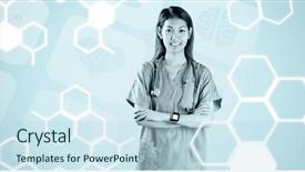  Presentation with nurse - PPT theme consisting of asian nurse with arms crossed background and a sky blue colored foreground